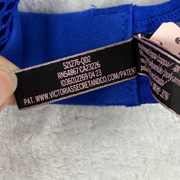 Victoria's Secret Very Sexy Royal Blue Fishnet Mesh Strappy Low Cut Demi Bra L - Picture 5 of 10